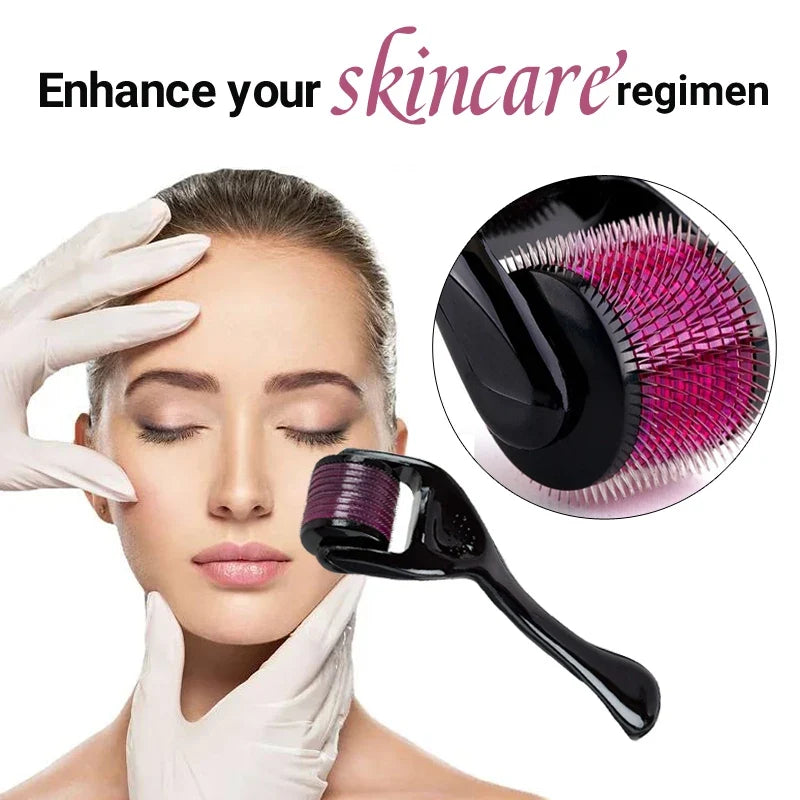 Microneedling dermaroller for face and scalp care