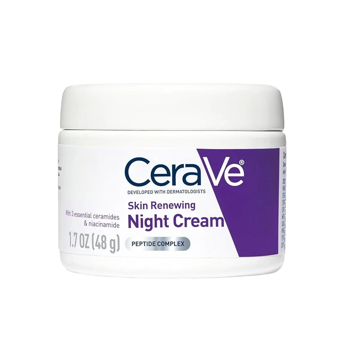 CeraVe Skin Renewing Night Cream jar on a white background