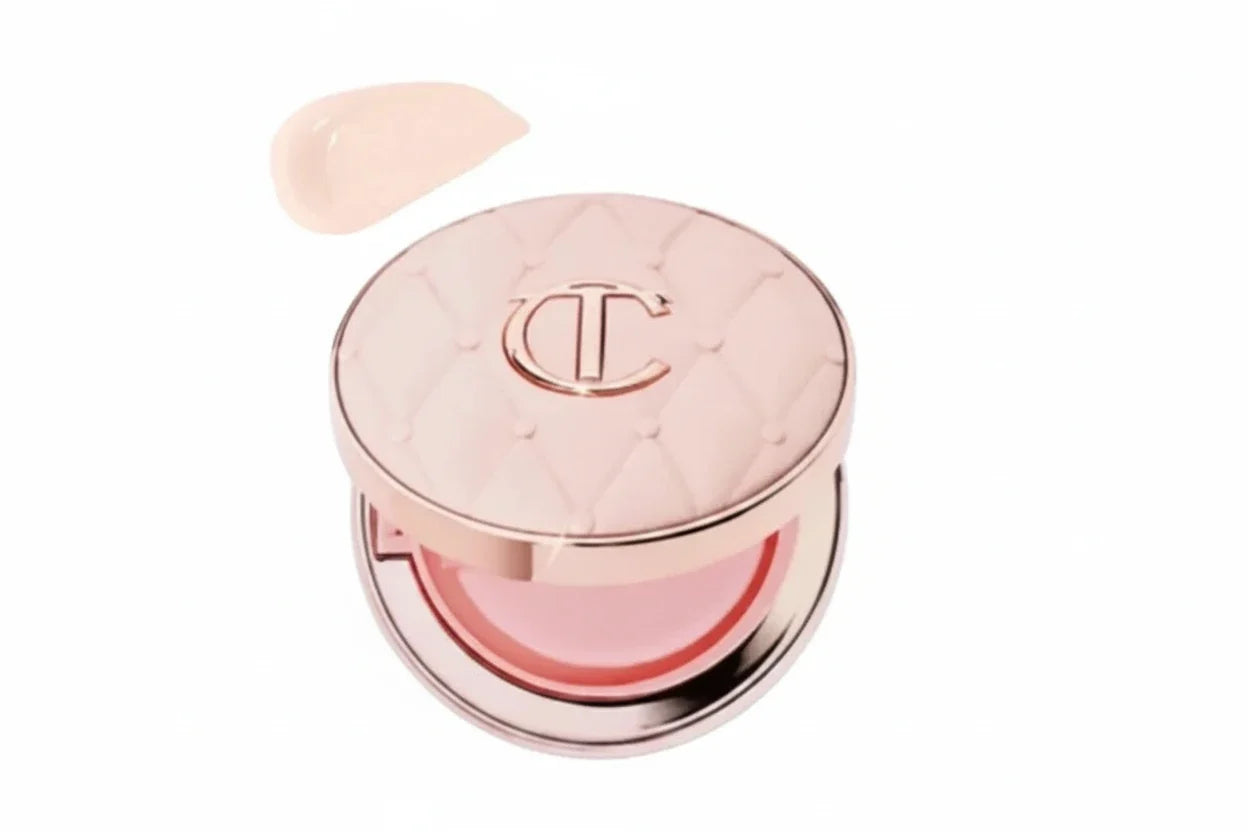 Charlotte Tilbury makeup product with a swatch on a white background