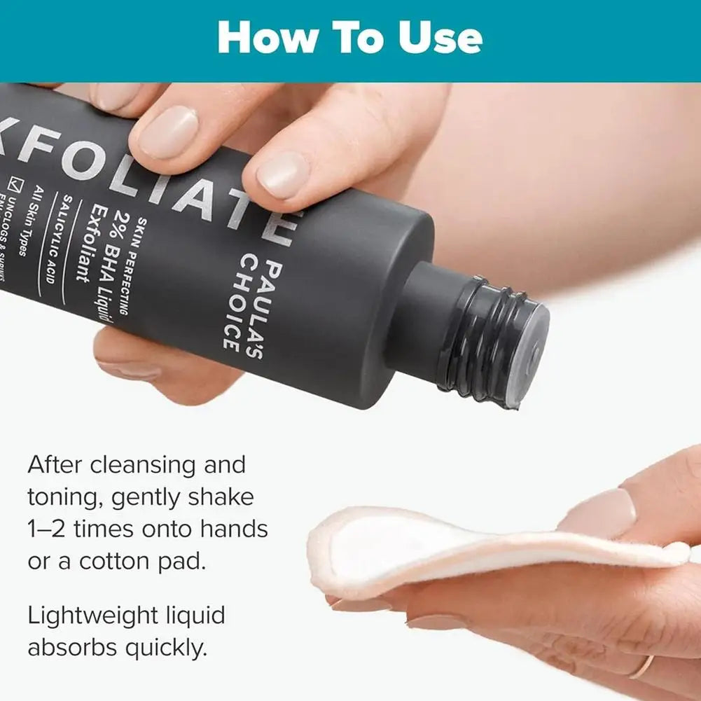 Paula's Choice exfoliating product with text on how to use it