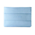 Light blue make up bag with 'rhode' branding on a white background