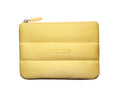 Yellow pouch with 'rhode' branding on a white background