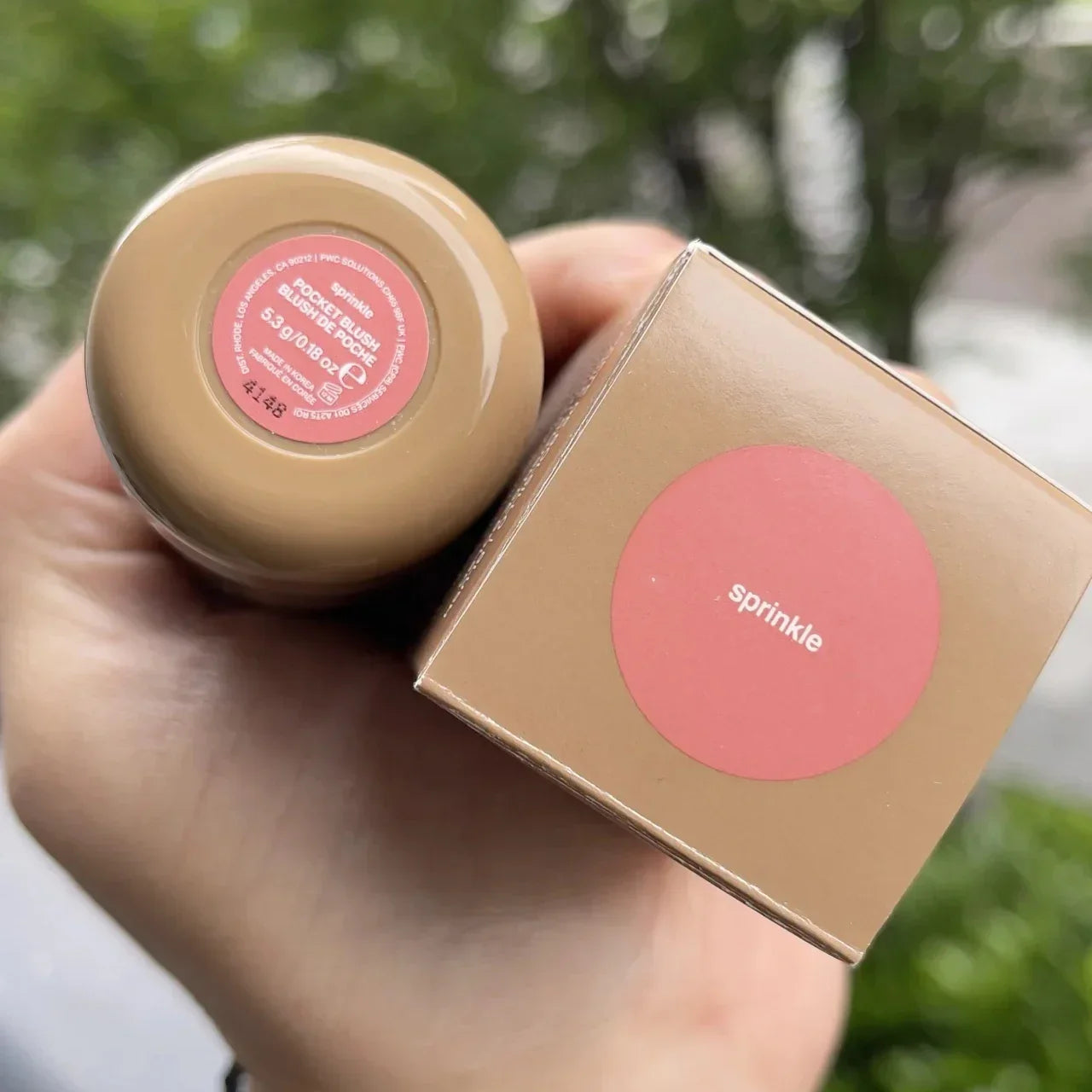 Rhode cream blush Sprinkle soft coral pink shade for cheeks and lips